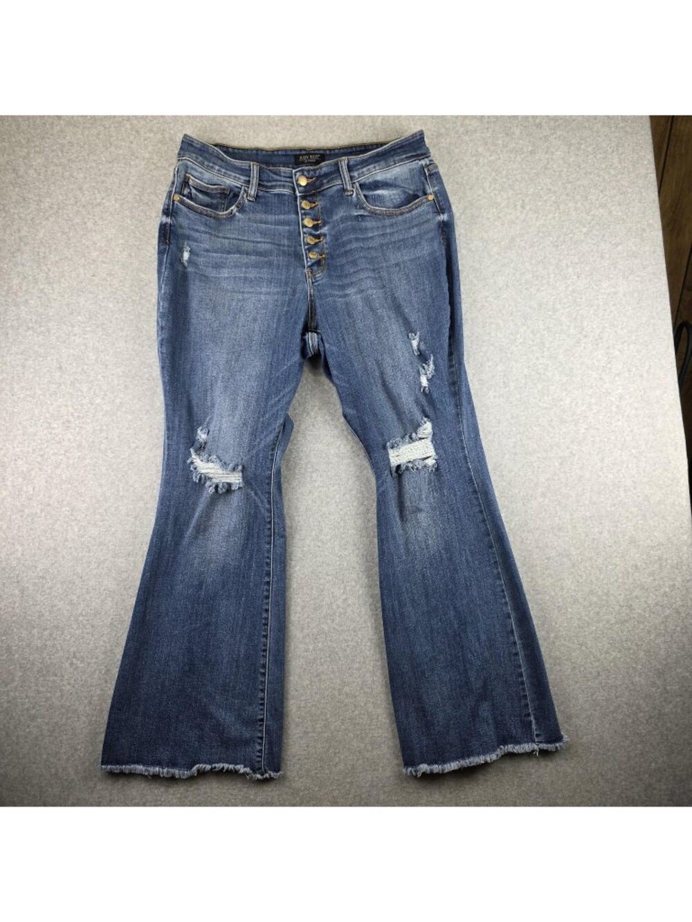 Judy Blue Jeans Womens 16W Plus High Rise Flare Distressed Stretch Denim